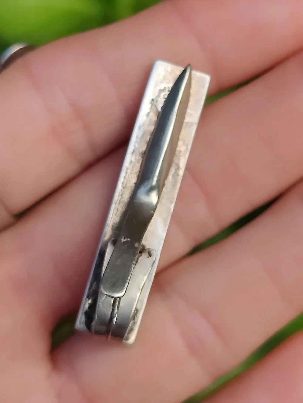 Vintage Sterling Abalone Shell Tie Clip